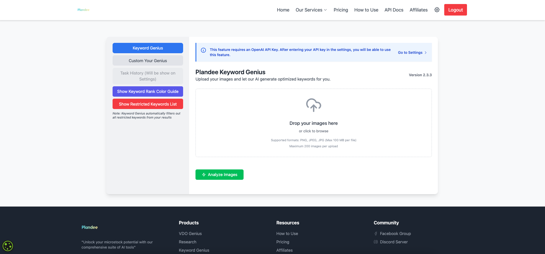 Keyword Genius Interface